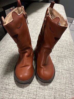 Carter's Brown Cat Face Mid-Calf Boots